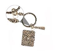 COSMEVIVI Fringed Bracelet Decor PU Leather Card Holder Pouch Leopard Print Key Chain Bag Coin Purse for Shopping Travel Gift