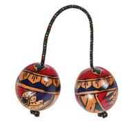 COSMEVIVI Hand Drawn Maracas Percussion Instrument Wooden Egg Shakers Musical Rhythm Balls for Music Double Balls Shaker for Hand Percussion