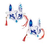 COSMEVIVI Japanese Cherry Blossom Fox Mask Half Face Breathable Cosplay Mask for Women Masquerade Party Traditional Japanese Fox Costume Accessory