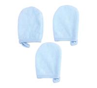 COSMEVIVI Makeup Removal Gloves Made of Soft Polyester Cotton with Simple Design 3pcs Blue Reusable Facial Cleansing Mitts for Effective Skin Care and Daily Use