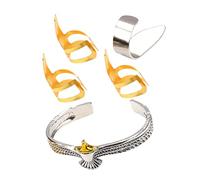 COSMEVIVI Metal Guitar Finger Picks Set with Gold Tone Adjustable Thumb and Finger Picks Plus Gold and Silver Bracelet for Acoustic Guitar and Banjo Accessories