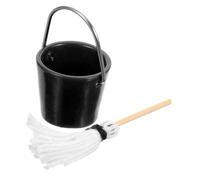 COSMEVIVI Miniature Cleaning Tools Set for Children - 6.2cm Doll House Mop and Black Water Bucket - Mini House Supplies for Pretend Play and Dollhouse Décor, 2pcs Cleaning Accessory