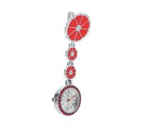 COSMEVIVI Nursing Pocket Watch Luminous Dial Clip Fob Watch for Medical Professionals for Night Shifts and Daily Use and Multi-Functional Design Red for Easy Identification
