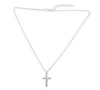 COSMEVIVI Rose and Leaf Cross Pendant Necklace Chic Alloy Chain for Women for Mother's Day and Celebrations