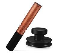 COSMEVIVI Rubber Bowl Sucker Sound Bowl Suction Cup Handle Leather Wrapped Stick Lift Handle Use during Yoga Meditation