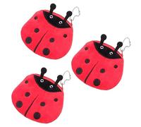 COSMEVIVI Set of 3 Plush Ladybird Purse Small Key Storage Cute Coin Bag for Girls Portable Change Bag For, red, 11.5X10CM, Modern