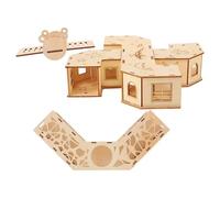 COSMEVIVI Small Pet Tunnel and Hamster Maze with Seesaw, 2pcs Wooden Labyrinth Playset for Small Animals’ Exercise and Climbing Training