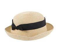 COSMEVIVI Summer for Women Girls Bowknot Roll-up Wide Brim Dome Sun Hat Size (56-58cm) Beige