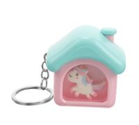 COSMEVIVI Unicorn House Keychain LED Light and Music Decorative Pendant Cute Keyring for Handbag and Car Accessories