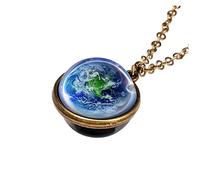 COSMEVIVI Universe Pendant Necklace Retro Glass Glow-in-the-dark Pendant for Women Jewelry Fashion