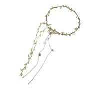 COSMEVIVI White Floral Headband with Vine Tail for Women Spring Artificial Flower Wreath Accent, Boho Style Cloth Material, Lifelike Texture and Repeated Use, for Fairy Parties and Wedding