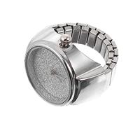 COSMEVIVI Women’s Silver Quartz Ring Watch with Bling Glitter Design, Mini Finger Movement Ring Watch for Birthday and Christmas, Vintage Style Jewelry for Ladies and Men