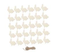 COSMEVIVI Wooden Bunny Pendant Hanging Decorations 30 Pieces Recyclable Wood Craftwork for Easter Party and DIY Projects