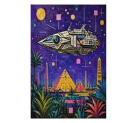 Cosmic Airship Pyramid Jigsaw Puzzle 1000 Pieces in Wood, Mind Game