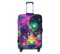 Cosmic Alien Neon Elastic Travel Luggage Cover Suitcase Protector, Print Suitcase Baggage Cover Anti-Scratch