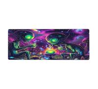 Cosmic Alien Neon Mouse Pad In Big Extended Non-Slip Rubber Base Mousepad With Stitched Edges Gaming Pc Desktop Large Mouse Pad 11.8x31.5