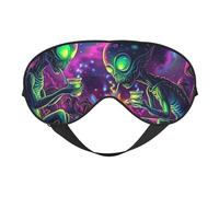 Cosmic Alien Neon Print Sleep Mask with Adjustable Strap, Comfortable Eye Cover for Travel, Yoga, Napping, Sleeping & Relaxation