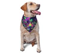 Cosmic Alien Neon Printed Graphic Pet Triangle Scarf For Dogs & Cats, Adjustable Cute Pet Bandana For & Photo Shoots