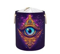 Cosmic All Seeing Eye Drawstring Laundry Basket, Large Foldable Laundry Hamper with Lid Thick Polyester Fabric Lightweight Storage Basket for Clothes Toys Dorm Bathroom