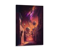 Cosmic Alleyway Wall Art, Vibrant Print, Urban Poster, Dazzling Canvas Picture, Spectacular Decor for Living Room Poster Decorative Painting Canvas Wall Posters And Art Picture Print Modern Family Bed