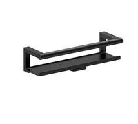 COSMIC Architect Sp Rectangular and Minimalist Shower Basket Shelf-Type Soap Holder with Glass Cleaner Accessory. Wall-Mounted Shelf with Screws for Bathroom, Brushed Black Color