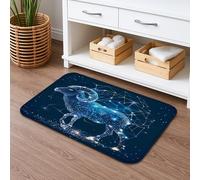 Cosmic Aries Quick Dry Bath Mat, Starry Night Zodiac Non Slip Shower Mat, Astral Memory Foam Washable Bath Rugs for Bathroom Toilet Restroom Decorative 16x24 Inch