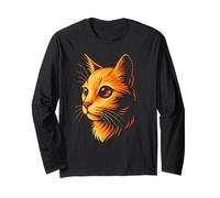 Cosmic Art, Vibrant Orange Cat with Galaxy Eye Long Sleeve T-Shirt