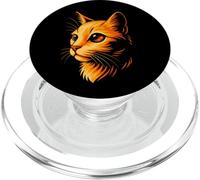 Cosmic Art, Vibrant Orange Cat with Galaxy Eye PopSockets PopGrip for MagSafe