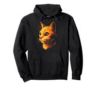 Cosmic Art, Vibrant Orange Cat with Galaxy Eye Pullover Hoodie