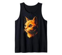 Cosmic Art, Vibrant Orange Cat with Galaxy Eye Tank Top