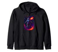 Cosmic Astronaut Floating in Colorful Space Zip Hoodie