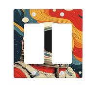 Cosmic Astronaut Light Switch Cover Plate/Outlet Covers, Vibrant Red and Blue Space Design, Thermoplastic Wall Plates, Standard Size Double Rocker