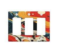 Cosmic Astronaut Light Switch Cover Plate/Outlet Covers, Vibrant Red and Blue Space Design, Thermoplastic Wall Plates, Standard Size 3 Gang Wall Plate