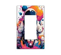 Cosmic Astronaut Light Switch Cover Plates/Outlet Covers, Colorful Space Theme for Kids Room Decor, Thermoplastic Wall Plates, Standard Size Single Rocker