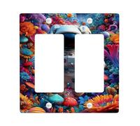 Cosmic Astronaut Light Switch Cover Plates/Outlet Covers, Vibrant Colorful Flowers for Wall Decor, Thermoplastic Wall Plates, Standard Size Double Rocker