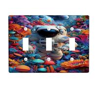 Cosmic Astronaut Light Switch Cover Plates/Outlet Covers, Vibrant Colorful Flowers for Wall Decor, Thermoplastic Wall Plates, Standard Size Triple Toggle
