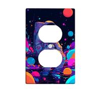 Cosmic Astronaut Light Switch Cover Plates/Outlet Covers, Vibrant Space Colors for Wall Decor, Thermoplastic Wall Plates, Standard Size Single Duplex Outlet