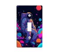 Cosmic Astronaut Light Switch Cover Plates/Outlet Covers, Vibrant Space Colors for Wall Decor, Thermoplastic Wall Plates, Standard Size Single Toggle