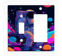 Cosmic Astronaut Light Switch Cover Plates/Outlet Covers, Vibrant Space Colors for Wall Decor, Thermoplastic Wall Plates, Standard Size Toggle Rocker