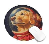 Cosmic Astronaut Mouse Pad, Red Blue Vintage Space Explorer Design, Rubber Non-Slip Washable Gaming Mousepad for Home and Office Desk, Gift for Space Enthusiasts Round 8x8 Inch