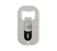 Cosmic Astronaut Space Walk Moon Pill Graphic Stainless Steel Bottle Opener Silver