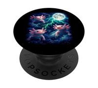 Cosmic Axolotl Moon Art - Vintage Night Sky Design PopSockets Adhesive PopGrip