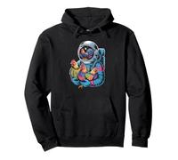 Cosmic Backyard Poultry Farmer Holding A Space Rooster Pullover Hoodie