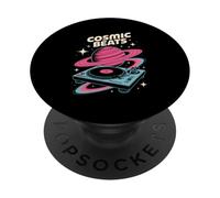 Cosmic Beats Retro Space DJ Vinyl Planet Rave PopSockets Adhesive PopGrip