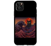 Cosmic Black Cat Over Red Moon And Storm Wave Case for iPhone 11 Pro Max