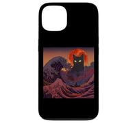 Cosmic Black Cat Over Red Moon And Storm Wave Case for iPhone 13