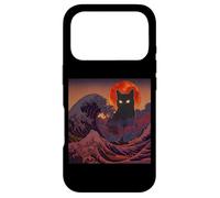 Cosmic Black Cat Over Red Moon And Storm Wave Case for iPhone 17 Pro