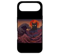 Cosmic Black Cat Over Red Moon And Storm Wave Case for iPhone Air