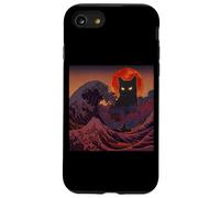 Cosmic Black Cat Over Red Moon And Storm Wave Case for iPhone SE (2020) / 7/8