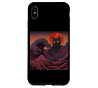 Cosmic Black Cat Over Red Moon And Storm Wave Case for iPhone XS Max